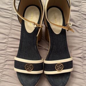 Liz Claiborne Women's Denim and Cream Sandals